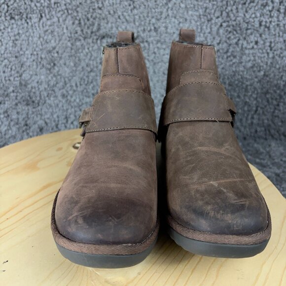 Ugg Boots Cheyne Women Size 5.5 Brown Leather Waterproof Wool Lined Ankle Bootie - Picture 2 of 9